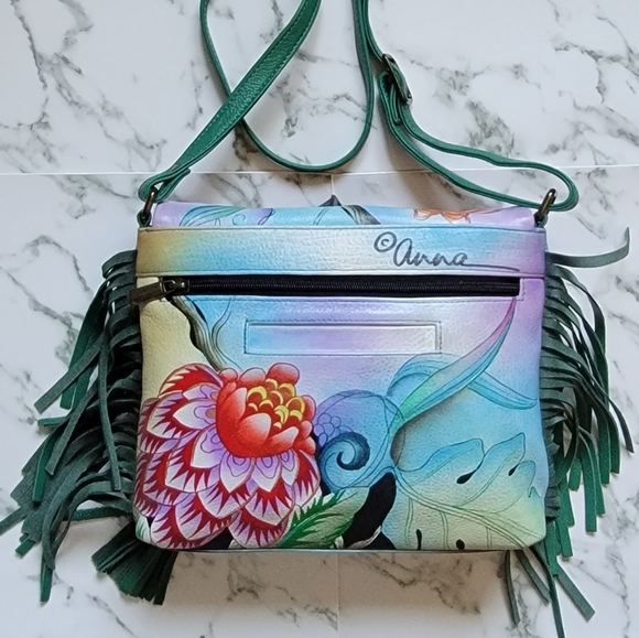 Anuschka hand painted leather boho crossbody bag - Picture 4 of 9